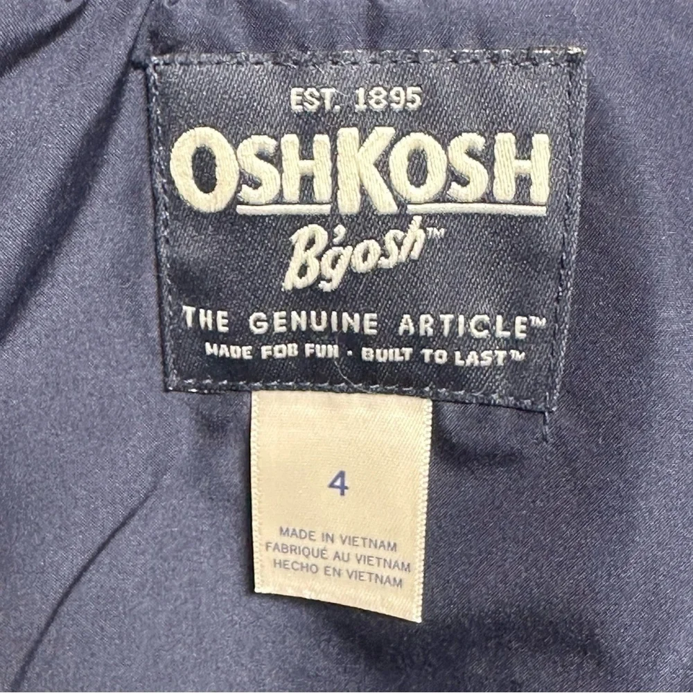 OshKosh BGosh Gray Sherpa Toddler Boys Size 4 Vest Navy Trim Lined Pockets